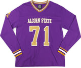 Big Boy Headgear Alcorn State Braves S1 Womens Football Long Sleeve Jersey Tee [Purple]