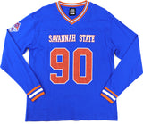 Big Boy Headgear Savannah State Tigers S1 Womens Football Long Sleeve Jersey Tee [Royal Blue]
