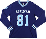 Big Boy Headgear Spelman Jaguars S1 Womens Football Long Sleeve Jersey Tee [Navy Blue]