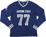 Big Boy Headgear Jackson State Tigers S1 Womens Football Long Sleeve Jersey Tee [Navy Blue]