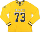 Big Boy Headgear Arkansas At Pine Bluff Golden Lions S1 Womens Football Long Sleeve Jersey Tee [Gold]