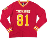 Big Boy Headgear Tuskegee Golden Tigers S1 Womens Football Long Sleeve Jersey Tee [Crimson]