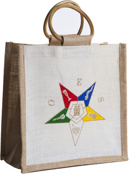 Eastern Star Symbol Mini Jute Gift Bag [Gold/White]