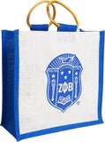 Zeta Phi Beta Crest Mini Jute Gift Bag [Blue/White]