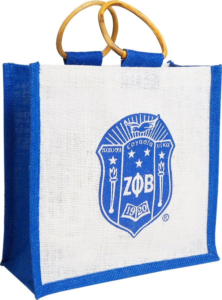 Zeta Phi Beta Crest Mini Jute Gift Bag [Blue/White]