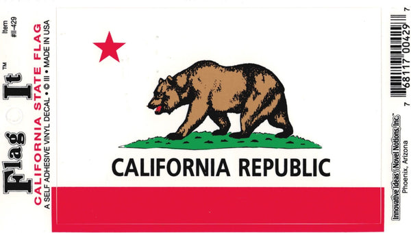 Innovative Ideas Flag It California State Flag Self Adhesive Vinyl Decal [White]