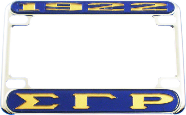 Sigma Gamma Rho 1922 Motorcycle License Plate Frame [Motorcycle Frame - Blue/Gold]