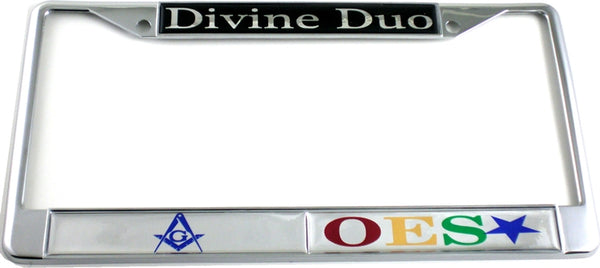 Mason + Eastern Star Split Divine Duo License Plate Frame [Silver/Silver]