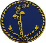 Mason Two Ball Cane Symbol Round Car Emblem [Blue]