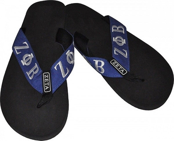 Buffalo Dallas Zeta Phi Beta Thong-Style Flip Flops [Black/Blue]