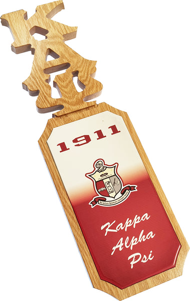 Kappa Alpha Psi Group Letters Domed Wood Wall Hanger [Silver/Red]