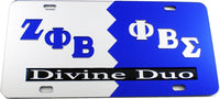 Zeta Phi Beta + Phi Beta Sigma Divine Duo Split License Plate [Silver/Blue - Car or Truck]