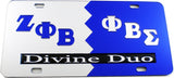 Zeta Phi Beta + Phi Beta Sigma Divine Duo Split License Plate [Silver/Blue - Car or Truck]