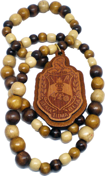 Delta Sigma Theta Wood Bead Tiki Crest Laser Engraved Medallion [Brown]