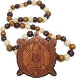 Omega Psi Phi Wood Bead Tiki Crest Laser Engraved Medallion [Brown]