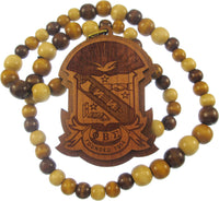 Phi Beta Sigma Wood Bead Tiki Crest Laser Engraved Medallion [Brown]