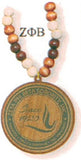 Zeta Phi Beta Wood Bead Tiki Crest Laser Engraved Medallion [Brown]