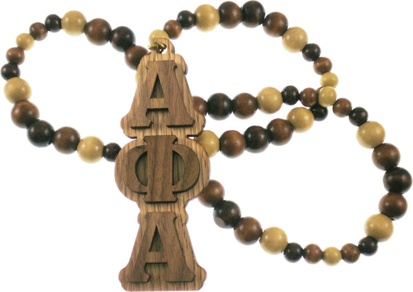 Alpha Phi Alpha Wood Bead Tiki Letter Medallion [Brown]