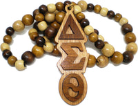 Delta Sigma Theta Wood Bead Tiki Letter Medallion [Brown]