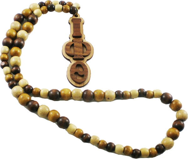 Iota Phi Theta Wood Bead Tiki Letter Medallion [Brown]