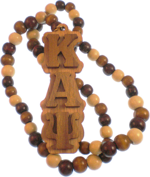 Kappa Alpha Psi Wood Bead Tiki Letter Medallion [Brown]