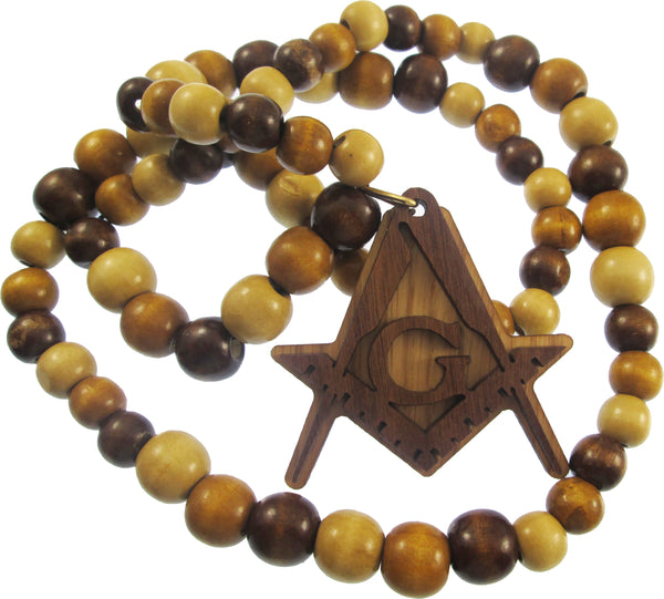 Mason Wood Bead Tiki Letter Medallion [Brown]