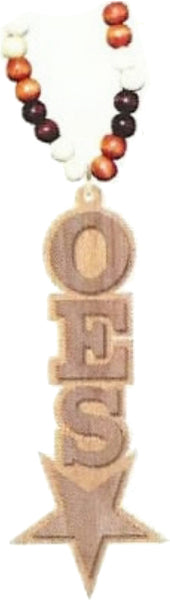 Eastern Star Wood Bead Tiki Letter Medallion [Brown]