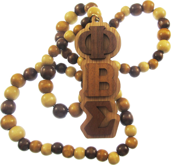 Phi Beta Sigma Wood Bead Tiki Letter Medallion [Brown]