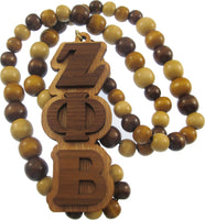 Zeta Phi Beta Wood Bead Tiki Letter Medallion [Brown]