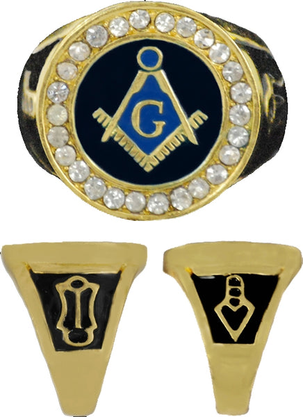 Mason Blue House Symbol Stone Crystal Ring [Gold]