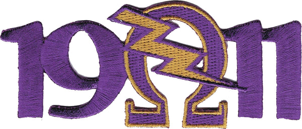 Omega Psi Phi 1911 Que Lightning Bolt Mascot Iron-On Patch [Purple]