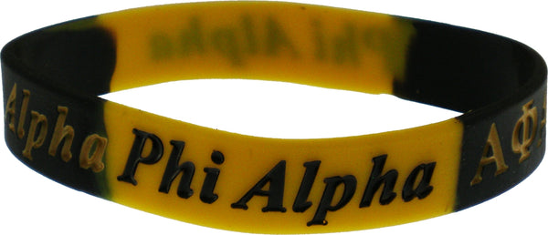 Alpha Phi Alpha Color Swirl Silicone Bracelet [Black/Gold]
