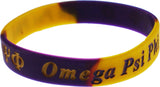 Omega Psi Phi Color Swirl Silicone Bracelet [Purple/Gold]