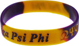 Omega Psi Phi Color Swirl Silicone Bracelet [Purple/Gold]