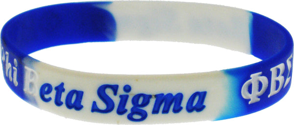 Phi Beta Sigma Color Swirl Silicone Bracelet [Blue/White]