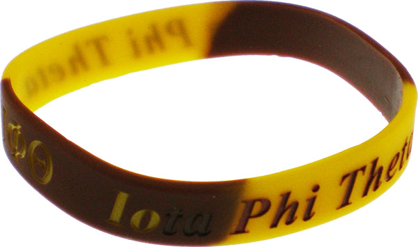 Iota Phi Theta Color Swirl Silicone Bracelet [Brown/Gold]