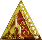 Delta Sigma Theta Lady Fortitude 9 Pearl Diamond Lapel Pin [Gold]