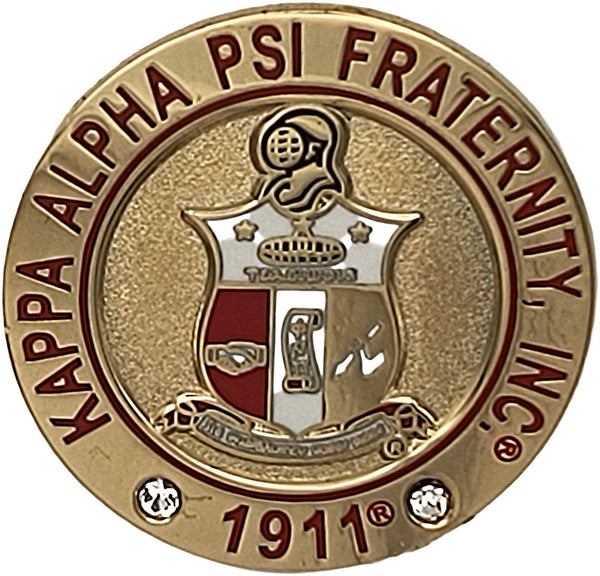Kappa Alpha Psi Fraternity Inc. Rhinestone Round Lapel Pin [Gold]