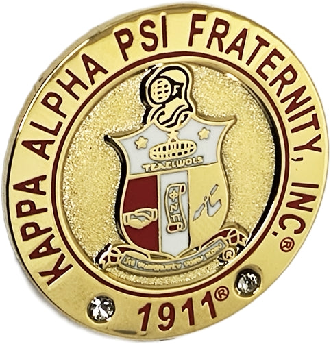 Kappa Alpha Psi Fraternity Inc. Rhinestone Round Lapel Pin [Gold]