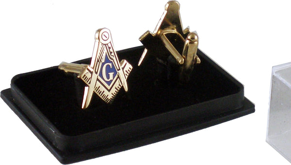 Mason Blue House Symbol Cuff Links [Gold]