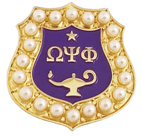 Omega Psi Phi Escutcheon 20 Pearl Shield Lapel Pin [Gold]