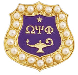 Omega Psi Phi Escutcheon 20 Pearl Shield Lapel Pin [Gold]