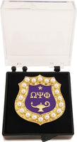 Omega Psi Phi Escutcheon 20 Pearl Shield Lapel Pin [Gold]