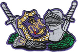 Omega Psi Phi Armor Escutcheon Shield Iron-On Patch [Multi-Colored]