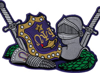 Omega Psi Phi Armor Escutcheon Shield Iron-On Patch [Multi-Colored]