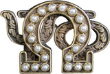 Omega Psi Phi Stacked 3D Letter 20 Pearl Lapel Pin [Gold]