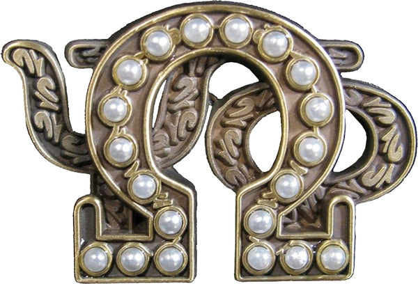 Omega Psi Phi Stacked 3D Letter 20 Pearl Lapel Pin [Gold]