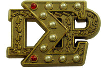 Sigma Gamma Rho Stacked 3D Letter 10 Pearl Lapel Pin [Gold]
