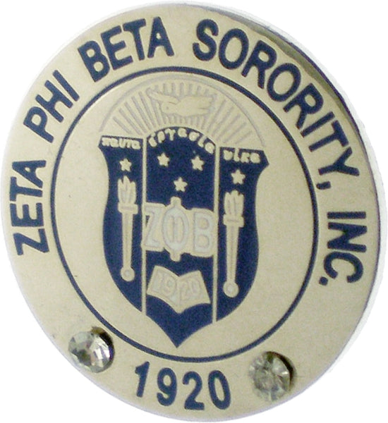 Zeta Phi Beta Sorority Inc. Rhinestone Round Lapel Pin [Silver]