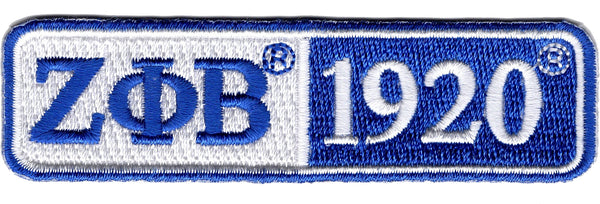 Zeta Phi Beta 1920 Split Bar Iron-On Patch [White/Royal Blue]